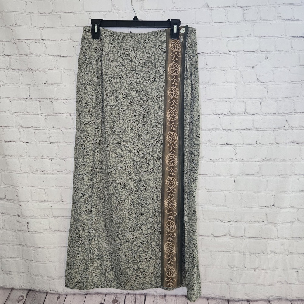 Requirements  90s Button Side Maxi Skirt Sz L Renaissance tribal Boho Grunge